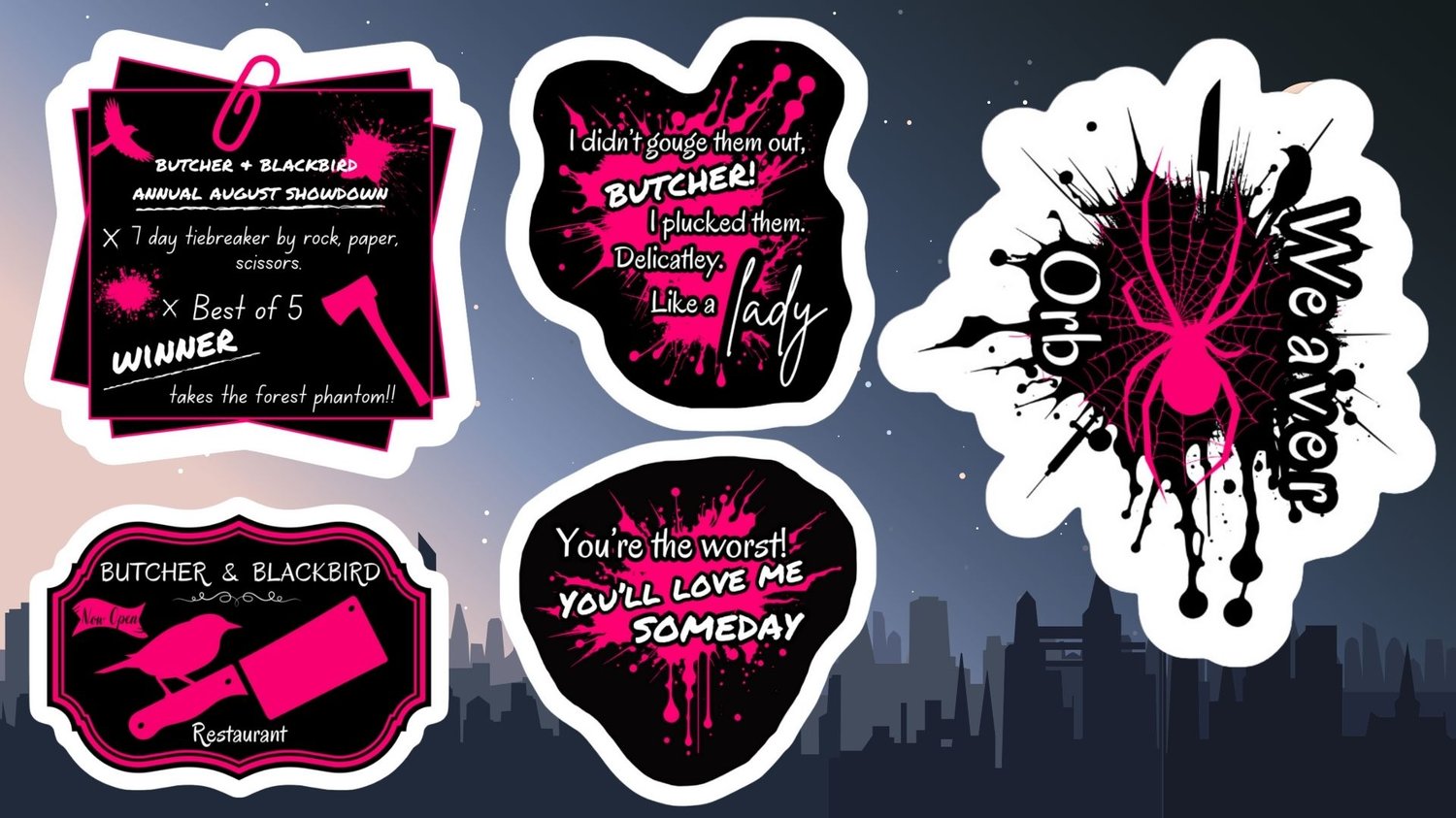 Image of Officially licensed Butcher & Blackbird ultimate 10 vinyl sticker pack