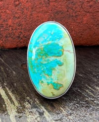 Image 3 of WL&A Handmade Heavy Ingot Split Band Patagonia Turquoise (AZ) Ring - Size 11