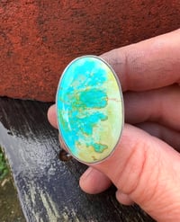 Image 5 of WL&A Handmade Heavy Ingot Split Band Patagonia Turquoise (AZ) Ring - Size 11