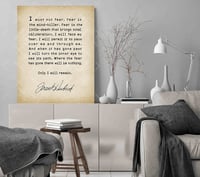 Image 2 of Frank Herbert I must not fear Quote Print. Fear is the mind-killer - Office Decor Graduation Gift