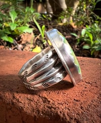 Image 3 of WL&A Handmade Heavy Ingot Split Band Patagonia Turquoise (AZ) Ring - Size 10