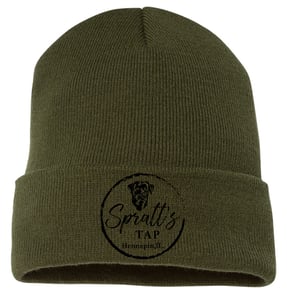 Image of Military Green Sportsman Beanie with Black Embroidered Logo