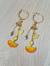 Image 1 of Enamel Earrings | Gingkoi Dangle Hoop Earrings