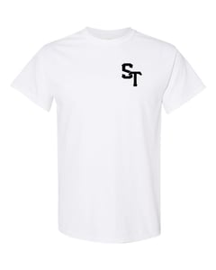 Image of Cotton Tshirt in White Black Logo