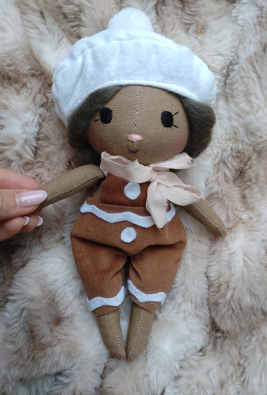 Image of Little gingerbreaddoll in overall holiday collection 