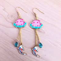 Image 1 of Enamel Earrings| Lotus Pond