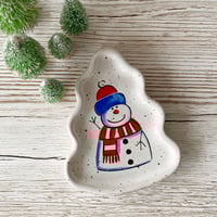 Image 1 of Handmade Christmas Tree Snowman Dish