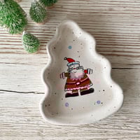 Image 1 of Handmade Christmas Tree Santa Claus Dish