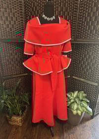 Red Two Piece Skirt Set