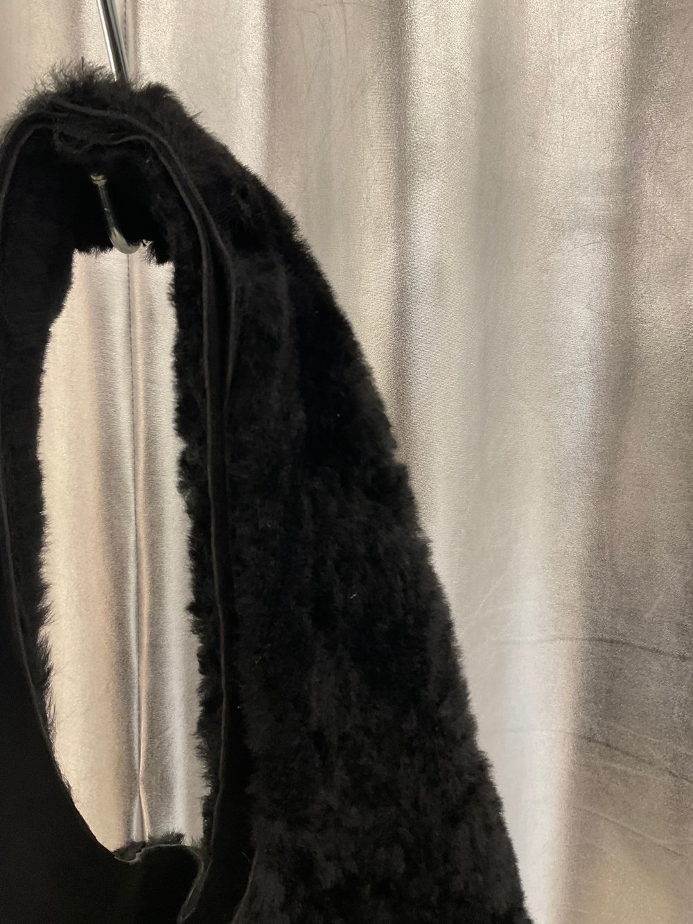 Black fur hobo bag