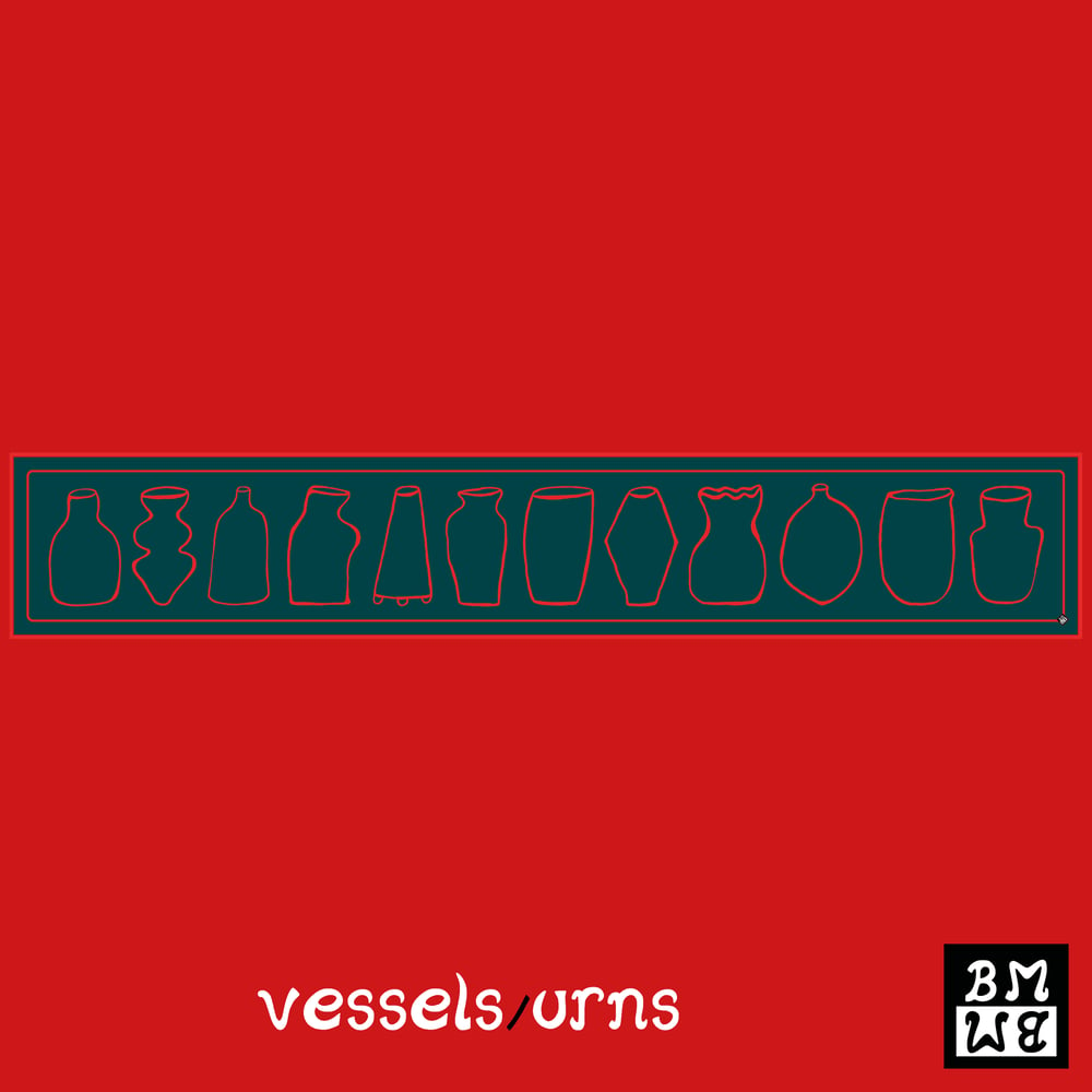 Image of vessels/urns teal red 1