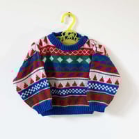 Image 1 of Pull tricot laine 12 mois jacquard années 90