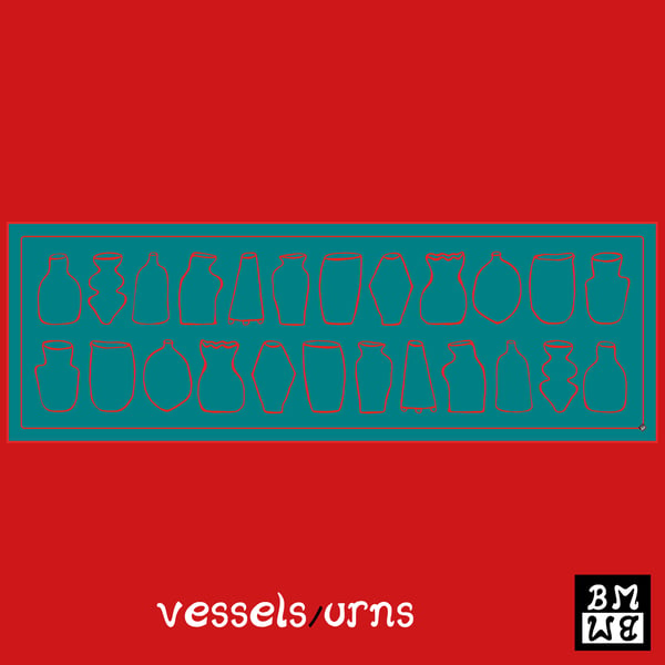 Image of vessels/urns teal red 2