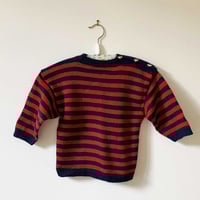 Image 1 of Pull laine marin tricoté main 18 mois années 90
