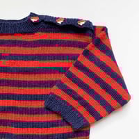Image 2 of Pull laine marin tricoté main 18 mois années 90