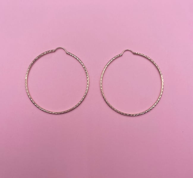 Diamond Cut Thin Hoops 