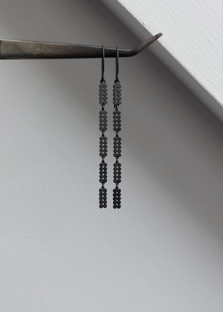 Image of Long Drop Quartet Statement Earrings, Black