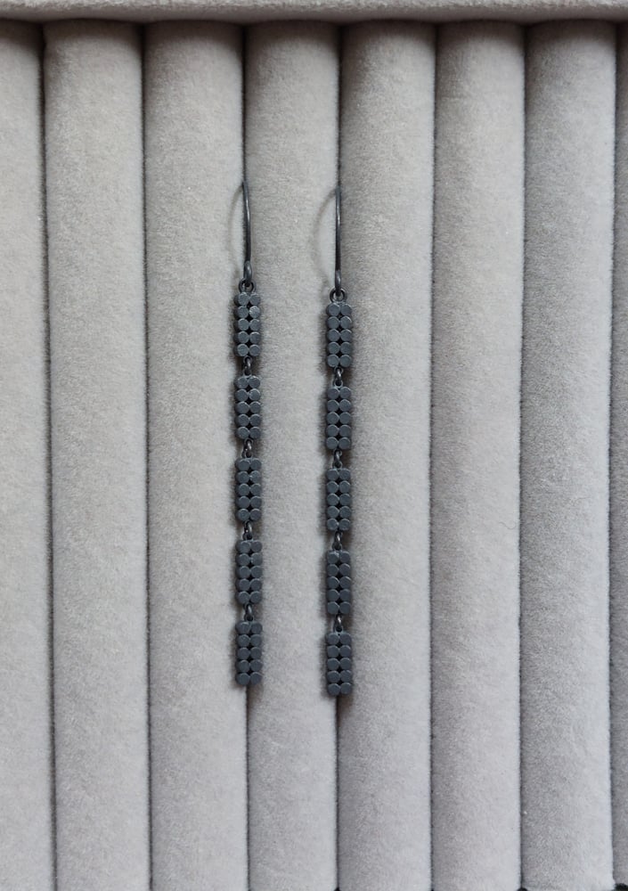 Image of Long Drop Quartet Statement Earrings, Black