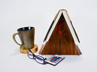 Image 2 of Dark Walnut Wooden Book Holder trimed with Exotic Wood of Black Palm with LED Color Changing Light