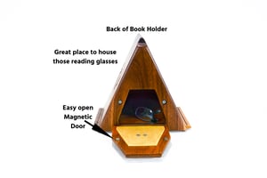 Image of Dark Walnut Wooden Book Holder trimed with Exotic Wood of Black Palm with LED Color Changing Light