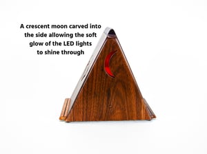 Image of Dark Walnut Wooden Book Holder trimed with Exotic Wood of Black Palm with LED Color Changing Light