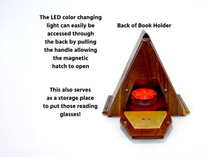 Image of Dark Walnut Wooden Book Holder trimed with Exotic Wood of Black Palm with LED Color Changing Light