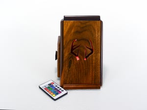 Image of Dark Walnut Wooden Book Holder trimed with Exotic Wood of Black Palm with LED Color Changing Light