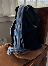 Image 1 of Denim Circle Bag with Fringe Blue