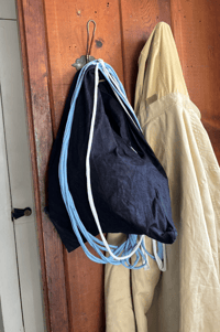 Image 3 of Denim Circle Bag with Fringe Blue