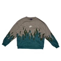 Image 2 of (XL) Nike Center Sweatshirt Crewneck Double Flame Green Grey "Tine" 588