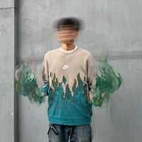 Image 5 of (XL) Nike Center Sweatshirt Crewneck Double Flame Green Grey "Tine" 588