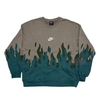 Image 1 of (XL) Nike Center Sweatshirt Crewneck Double Flame Green Grey "Tine" 588
