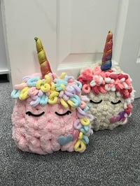 Image 1 of Giant Knit Unicorn Door Stop