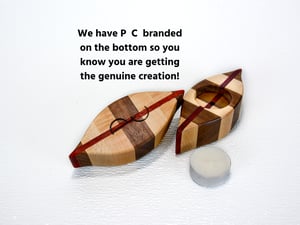 Image of Set of Tea Light Wooden Candle Holders with tea lights, Walnut, Maple and Padauk Wood Home Decor