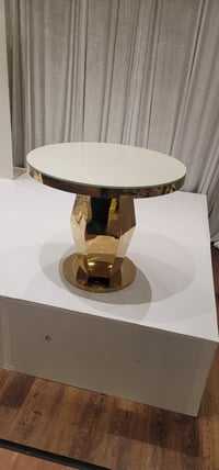 Image 1 of Gold stainless steel wedding cake stand glass top