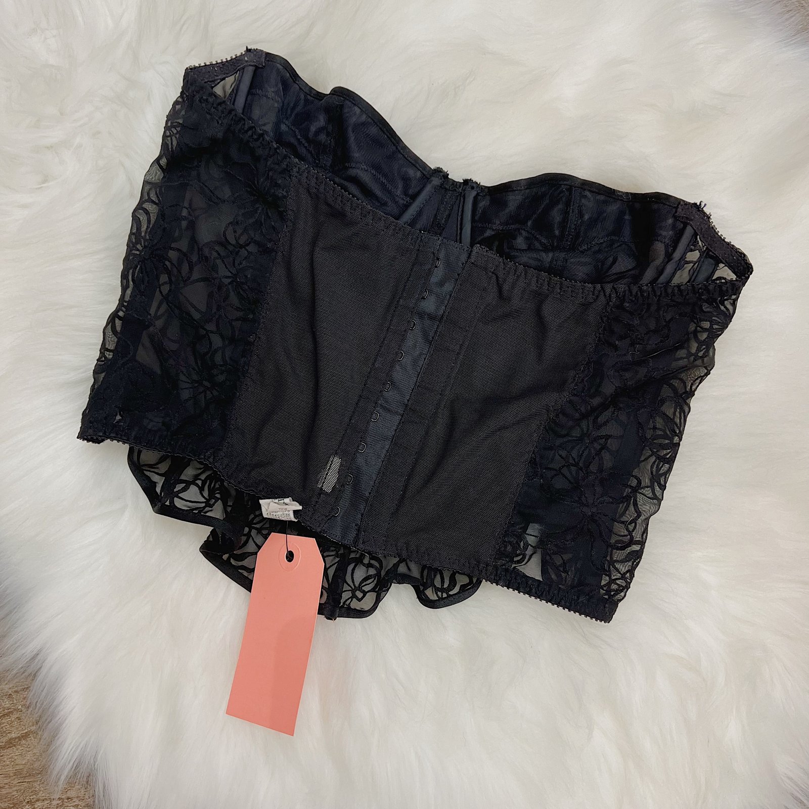 Size 34C/32D - Vintage Christian Dior Black Velvet & Lace Bustier