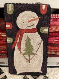 Image 1 of When Snowflakes Fall Primitive Punch Needle Decorative Folk Art Mat/Mini Rug~~