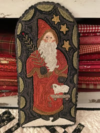 Image 1 of Olde World Santa Primitive Punch Needle Decorative Folk Art Mat/Mini Rug ~~