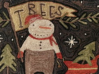 Image 2 of Bringing Home The Tree Primitive Punch Needle Decorative Folk Art Mat/Mini Rug~~