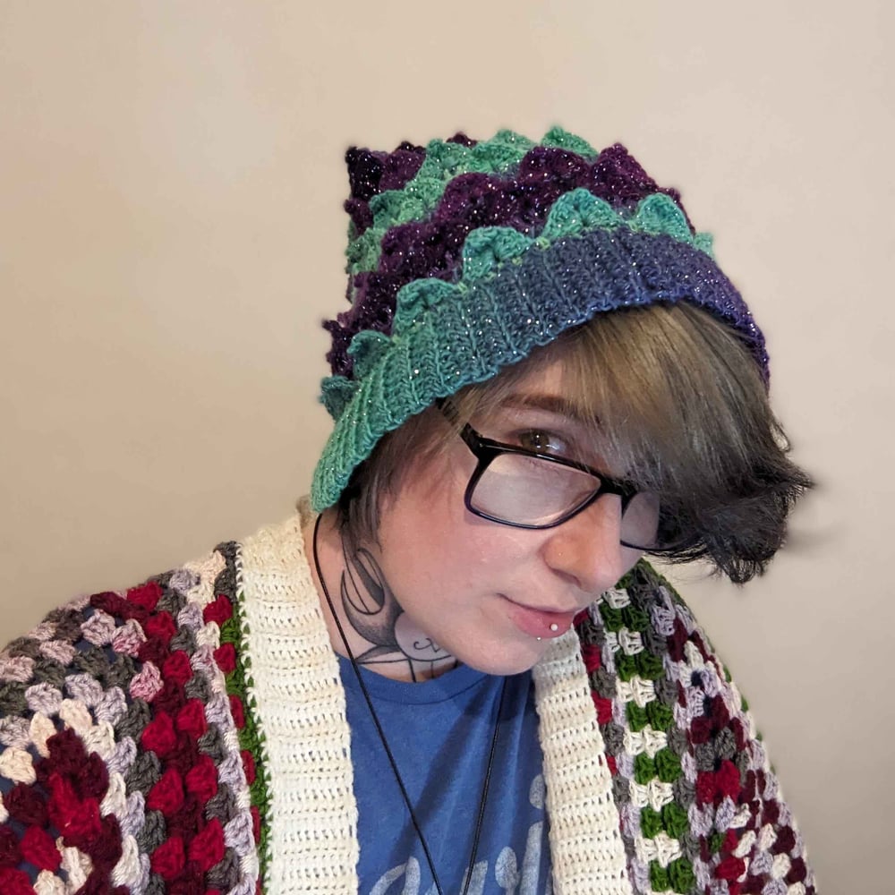 Image of Galaxy Dragon Scale Elf Beanie – Handmade Hat