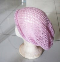 Image 2 of Unisex hand  knit slouchy beanies hat (recycled  mohair blend) 