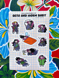 Image 1 of geto and worm baby sticker sheet