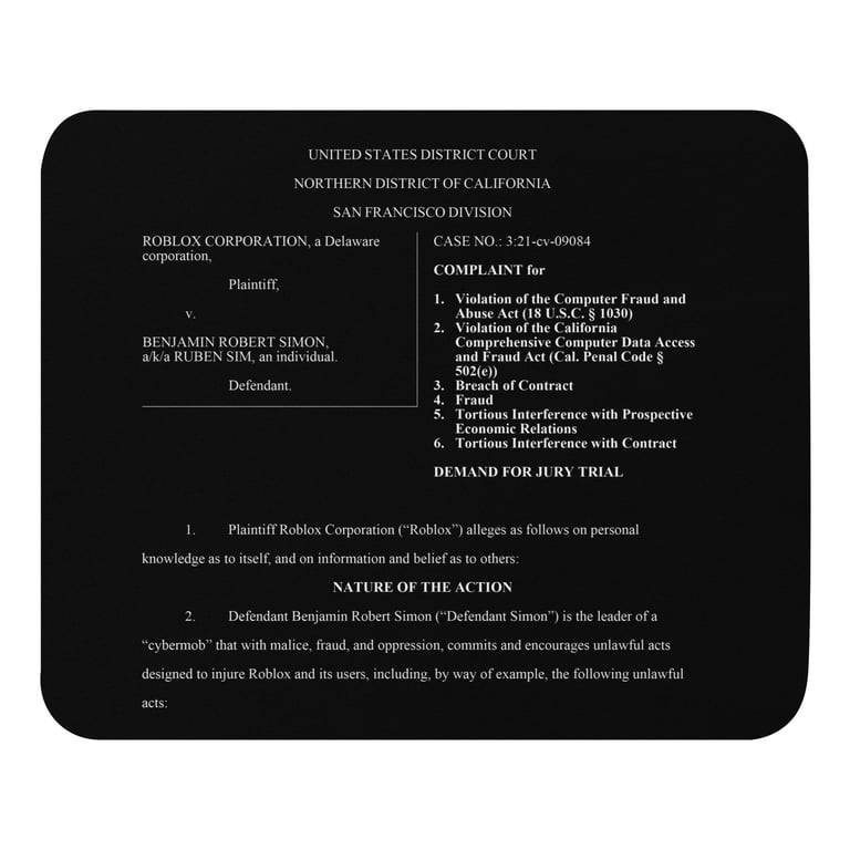 The Lawsuit Mouse Pad