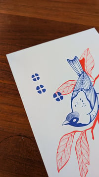 Image 2 of A4 Poster BIRD RED AND BLUE