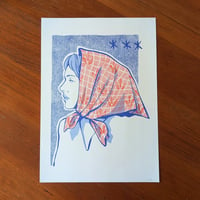 Image 1 of A4 Poster SCARF RED AND BLUE