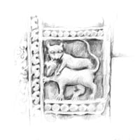 Image 2 of Original drawing - "Détails de bas reliefs" - Temples d'Angkor - 16x29,5 cm