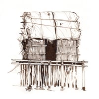 Image 2 of Original painting - "Abri de pêcheurs" - Bénin - 17,5x23,5 cm