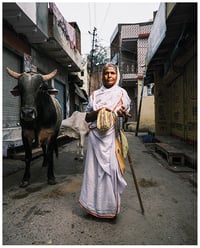 Image 2 of Lady and bull Vrindavan photo print