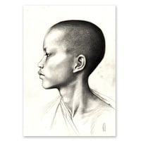 Image 1 of Original drawing - "Profil de novice au Temple d'Angkor Wat" - Cambodge - 21x29,6 cm