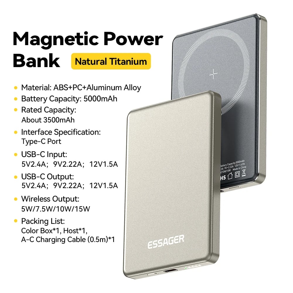 MSL Magnetic Wireless Power Bank 20W 5000mAh Portable Fast Charger